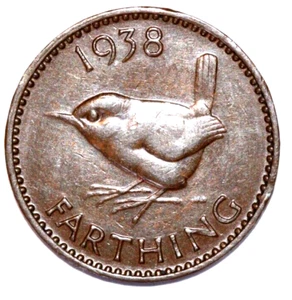 Great Britain 1938 Farthing Wren - Foreign Coin 20mm - Picture 1 of 2