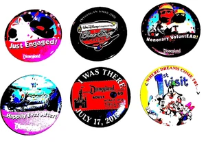 Set 6 Assorted Buttons 3" Disneyland Characters Mickey Goofy Donald Disney Parks - Bild 1 von 1