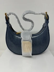 Brandon Blackwood Elizabeth Luna Bag Waxed Blue Denim W/ Brass Hardware - Picture 1 of 5