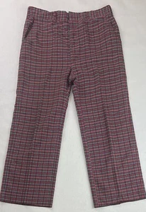 Vintage HAGGAR Casual Golf Slacks Pants Mens 35x27.5 Red Tartan Plaid Cotton - Picture 1 of 9