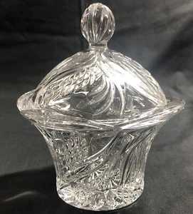 Vintage Bohemian Candy Dish/Trinket Container 24% Lead Crystal Lidded 5.5" Tall - Picture 1 of 10