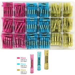 200pcs Heat Shrink Butt Wire Splice Connectors Seal Crimp Terminals Waterproof - Picture 1 of 12