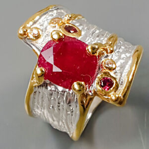 Handmade Heated Ruby Ring Silver 925 Sterling  Size 7.5 /R224950