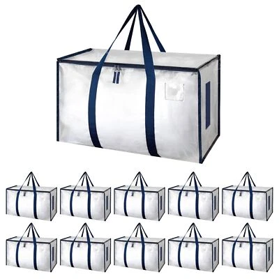 4/6/10 Pack Moving Bags Storage Tote Moving Boxes 27"L x 14"W x 15"H, Clear - Image 1 of 4