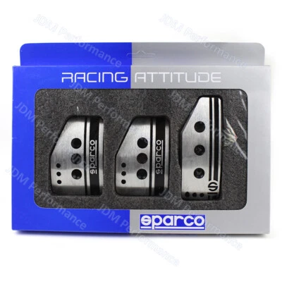 3pcs/set SPARCO Silver MT Car Aluminum Accelerator Brake Clutch Pedals Pad Cover - Image 1 of 4