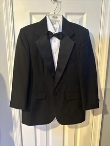 Tuxedo Jacket/shirt/Tie 35 S Black Polyester Charlie Chaplin Formal OrHalloween - Picture 1 of 7