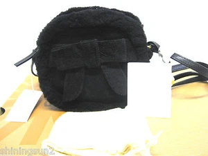 UGG BAILEY BOW CORDUROY BOX ZIP WOMEN PURSE BLACK  - Picture 1 of 6