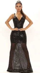 Fashion Nova Celebrity Sequin Maxi Dress- Black size 3XL - Picture 1 of 8