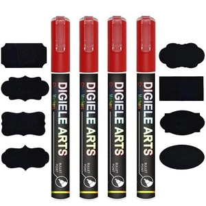 Kreidestift Rot 4 Stücke Rot Kreidestifte 3mm + 16 Tafel Labels Reversibel Dü... - Bild 1 von 7