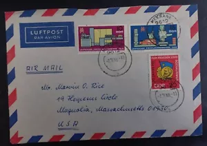 1966 Germany DDR airmail Cover ties 3 stamps cd Meerane-Magnolia - Bild 1 von 2