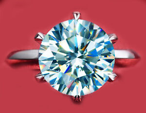 2.71Ct Vvs1 Blue White Round Solitaire Moissanite Diamond Engagement Silver Ring