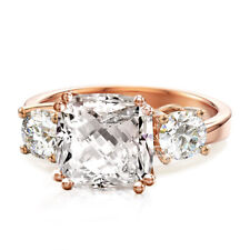 Rose Gold Plated 3 Stone Cushion CZ Meghan Markle Royal Engagement Ring