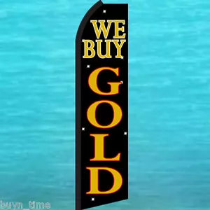 WE BUY GOLD FLUTTER FEATHER FLAG Swooper Tall Advertising Sign Banner 25-1880 - Picture 1 of 5