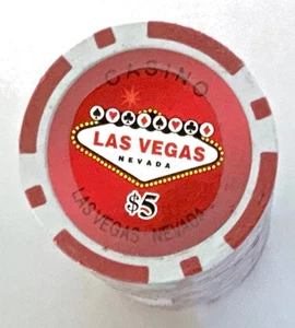 NEW - Las Vegas Holo Inlay Casino Clay Chip, (25 pack) - 14gm - $5 - Picture 1 of 3