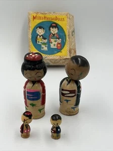 Vintage Nested Kokeshi Dolls in Original Box Japan Parham 3" Hand Painted - Picture 1 of 5