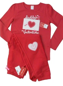 NWT Gymboree 10 LS Top Daddy's Valentine & Fleece Jogger Pants - Picture 1 of 6