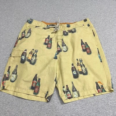 Tommy Bahama Swim Trunks Mens XL Beer Bottle Print Yellow Cargo Mesh Lined 8.5" - Image 1 of 4