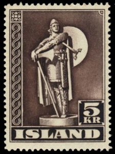 ICELAND 230 - Statue of Thorfinn Karlsefni "1943 Dark Brown" (pb71882) NH - Picture 1 of 1