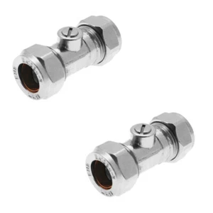 15mm Chrome Compression Isolating Isolation Service Ballofix Valve CP Valves x 2 - Picture 1 of 1