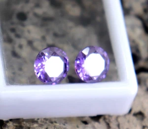 6mm Pair Of Blue Tanzanite Certified Round Cut Faceted Mined Tanzanite Earrings - Picture 1 of 6