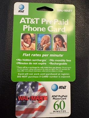 Walmart At&t Prepaid Phone Card 60 Minutes; no expiration; rechargeable - Image 1 of 2