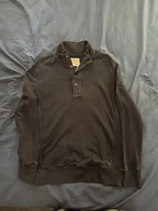 American Eagle Vintage 1/4 Button Pullover Sweater Men's Small Long Sleeve Black - Picture 1 of 7