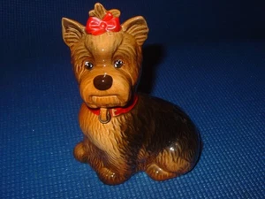 GOEBEL SITTING DOG YORKIE RED BOW 5 .5" TALL PORCELAIN FIGURINE 514 VINTAGE OLD - Picture 1 of 11
