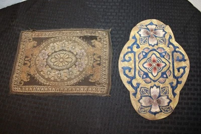 Лот из 2 винтажных тканевых ковров ручной работы для кукольного домика: прямоугольные, овальные - Изображение 1 из 4