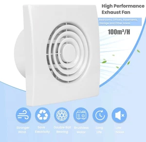 EXTRACTOR FAN VENTILATOR 4"/100mm EXHAUST SILENT BATHROOM TOILET KITCHEN 100m³/h - Picture 1 of 26