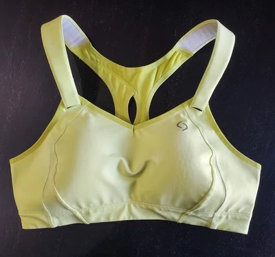 Sutiã de corrida Brooks Moving Comfort Juno compressão tamanho 38C amarelo ácido NOVO - Imagem 1 de 4