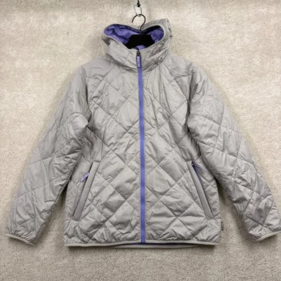 Chaqueta acolchada REI para niñas talla XL 18 gris con capucha cremallera completa bolsillos acolchada Foto 1 de 4
