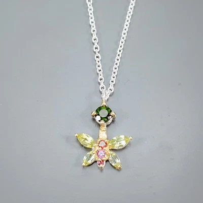 Handmade Natural Chrome Diopside Necklace 925 Sterling Silver 18"/N27545 - Image 1 of 4