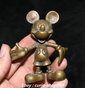 3.1" Old Chinese Dynasty Brass Mickey Rat Mouse Beast Animal Amuelt Pendant - Picture 1 of 6