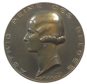 KÖNIGIN ASTRID VON BELGIEN von Pierre Turin Bronze 68mm einseitig Probeschlag - Bild 1 von 2
