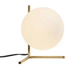 Mid Century Modern Brass Table Lamp Contemporary Gold Glass Globe Desk Lamp V... - Picture 1 of 9