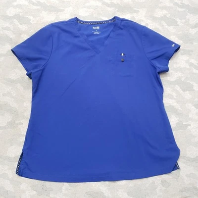 Koi Next Gen Scrub Top Womens Large Blue V-Neck Short Sleeve - Image 1 of 4