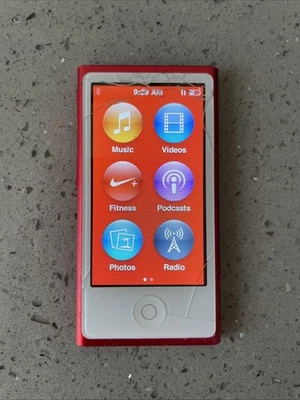 LEER!! Apple iPod Nano 7ª Generación Rojo (16GB) Modelo A1446 agrietado probado usado Foto 1 de 4