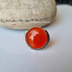 Beautiful Carnelian Gemstone Ring 925 Sterling Silver Designer Boho Ring PG4912 - Picture 1 of 4