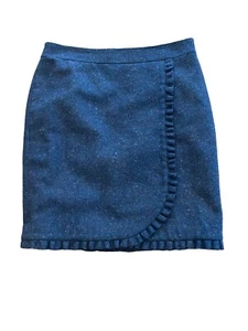 Talbots blau Donegal Tweed Shetland Rüschen Faux Wickelrock Größe 12 Petite - Bild 1 von 11