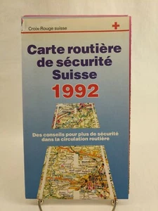Carte routière de sécuritè Suisse, Switzerland Swiss Safety Road Map 1992 - Picture 1 of 5