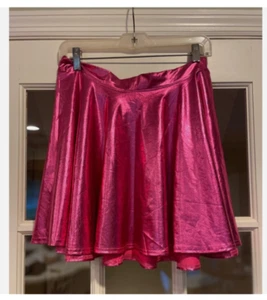 HDE Kostüm lässig ausgestellt Plissee A-Linie Kreis Skater Rock glänzend pink XL EUC - Bild 1 von 3