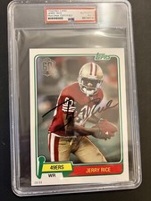 2015 Topps SF 49ers HOF Jerry Rice #T60-JR SP Jumbo 1981 On Card IP Auto /99 PSA
