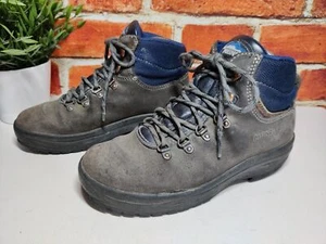 WOMENS MEINDL UK 5 EU 38 GREY NAVY LEATHER LACE UP ACTIVE WALKING HIKING BOOTS - Picture 1 of 6