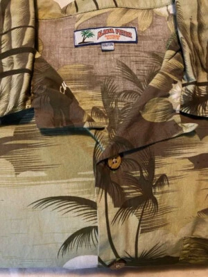 Camisa Aloha Peter Verde Estampado Tropical Manga Corta Algodón Curazao 2XL Foto 1 de 3