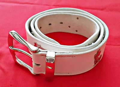 老式 OKTOBERFEST DIRNDL TYROLEAN ALPINE 白色皮革女式腰带 — 第 1/4 张图片