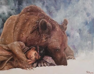 When Snow Falls, Original Oil Painting, Contemporary, Animal, Size 19"x15", 2022 - Picture 1 of 6