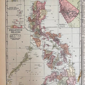 1917 The Philippines Islands WW1 Era Map Atlas Of The World Antique DWUU1B - Picture 1 of 2