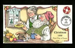 #3251 Christmas Wreaths1998 Collins Hand-Painted single FDC 32 cents