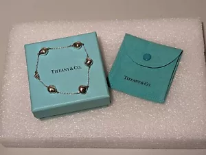Tiffany & Co. Elsa Peretti Sterling Silver 5 Nugget 8" Bracelet with Pouch & box - Picture 1 of 7