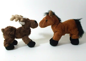 Lot of 2 GANZ Small Stuffed Animals REINDEER & BROWN ARABIAN HORSE - Picture 1 of 12